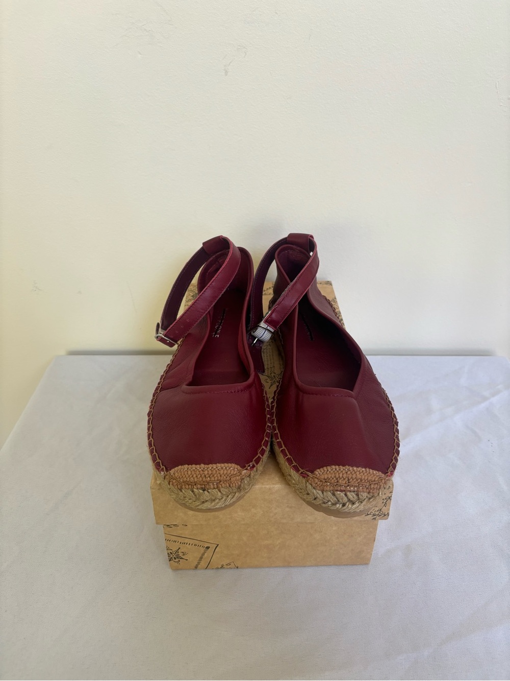 Free People Mason Leather Ballet Espadrille Flats Sz 40 Eu Womens Merlot US9/9.5
